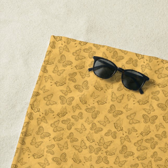 Luxuriöse moderne Gold Natural Floral Butterfly Strandtuch (Beispiel)