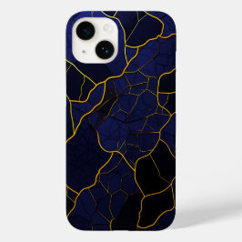 Luxuriöse moderne goldene Navy Texturmuster Case-Mate iPhone 14 Hülle