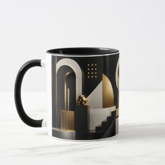 Luxuriöse moderne Komposition: Gold, schwarzes Ges Tasse