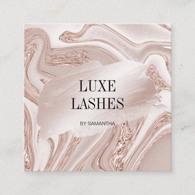 Luxuriöse, moderne Make-up Haarstyling Lashes Kosm Quadratische Visitenkarte (Vorderseite)