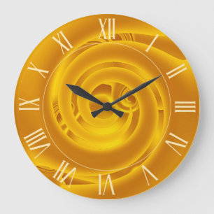 Luxuriöse moderne Neon Gold Abstrakte Rose Große Wanduhr