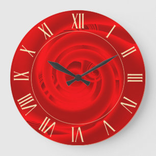 Luxuriöse moderne Neon Red Abstrakt Floral Rose Große Wanduhr