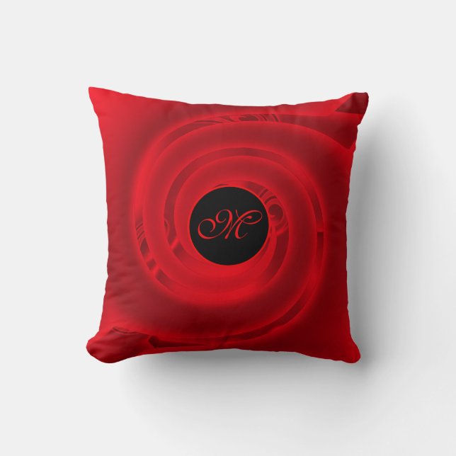 Luxuriöse moderne Neon Red Abstrakt Floral Rose Kissen (Vorderseite)