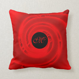 Luxuriöse moderne Neon Red Abstrakt Floral Rose Kissen