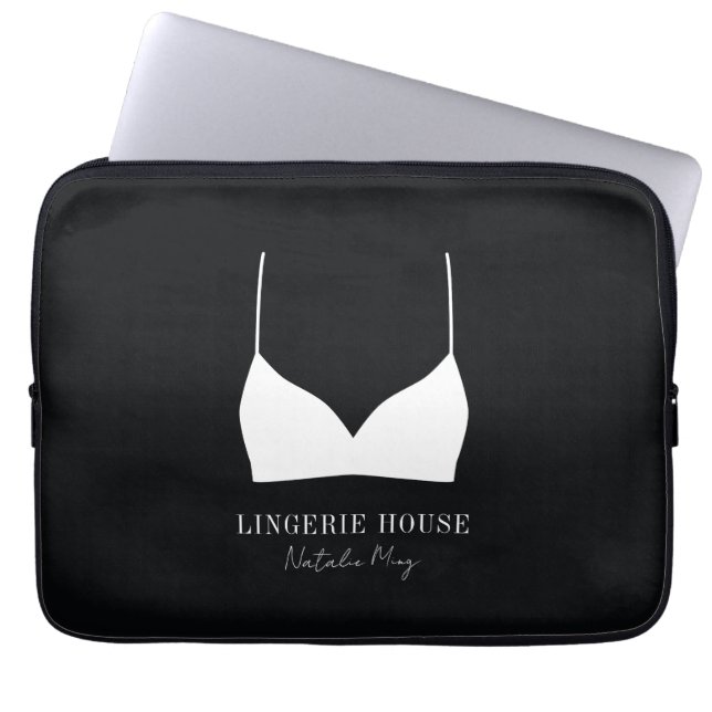 Luxuriöse moderne Schwarz-weiß Lingerie Boutique L Laptopschutzhülle (Vorderseite)