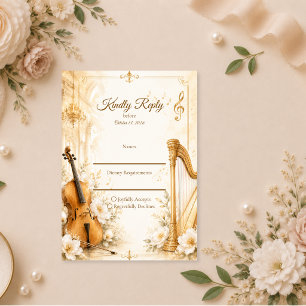 Luxuriöse musikalische Eleganz Hochzeit RSVP Karte