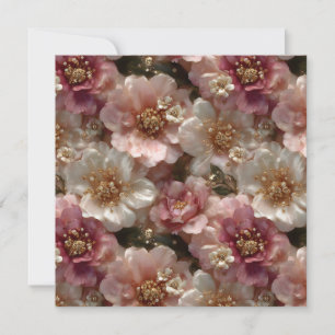Luxuriöse, nahtlose Blumenmuster mit goldenen Perl Karte