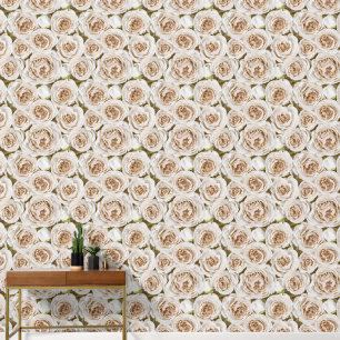 Luxuriöse, nahtlose Tapete in Beige-Elfenbein-Crem