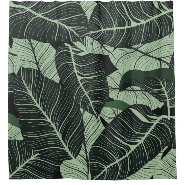 Luxuriöse Natur verlasse Hintergrund. Blumenmuster Duschvorhang (Vorderseite)