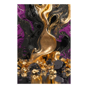 Luxuriöse Obsidian- und Gold-Fluid-Art - Elegante Fotodruck