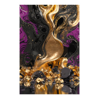 Luxuriöse Obsidian- und Gold-Fluid-Art - Elegante  Fotodruck