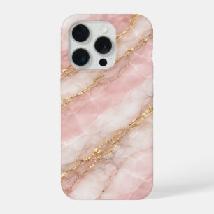 Luxuriöse Opaleszierende Weiß/Rosa Marmortextur iPhone 15 Pro Hülle