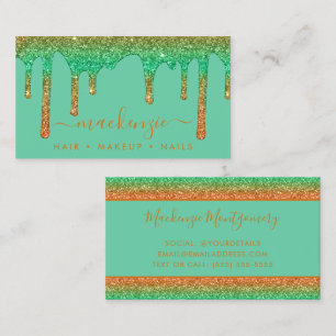 Luxuriöse Orange Aquamarin Rainbow Sparkle Glitzer Visitenkarte