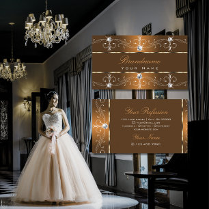 Luxuriöse Orange Brown Verziert Borders Ornamente Visitenkarte