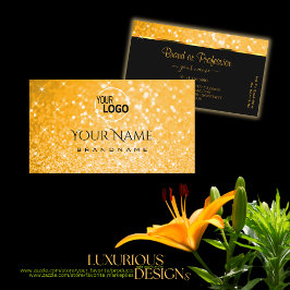 Luxuriöse Orange Glitzer Luminous Stars Logo Visitenkarte