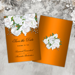 Luxuriöse Orange und White Rose Bouquet Save The Date