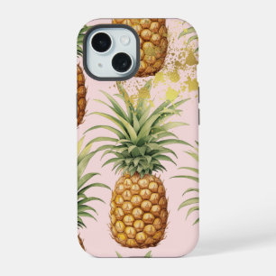 Luxuriöse Orangen-, Rosa- und Goldananas Obst iPhone 15 Hülle