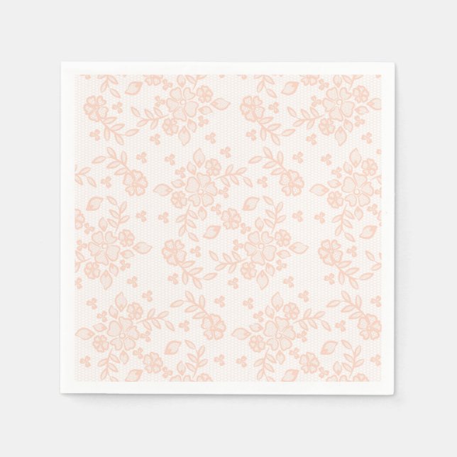 Luxuriöse Peach Blume Lace Napkins Serviette (Vorderseite)