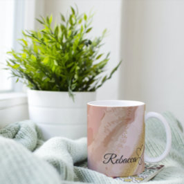 Luxuriöse Personalisierte Braun & Gold Aquarellfar Kaffeetasse