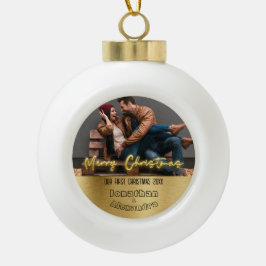 Luxuriöse personalisierte erste Weihnachtszeit Ele Keramik Kugel-Ornament