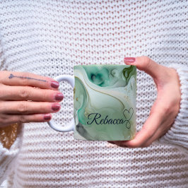 Luxuriöse Personalisierte Green & Gold Marble Tass Kaffeetasse