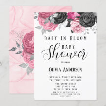 Luxuriöse Pink Black Baby in Bloom Baby Dusche Inv