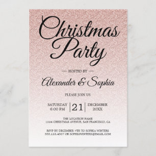 Luxuriöse Pink Glitzer Ombre Party Einladung