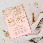 Luxuriöse Pink Gold Glitzer Fringe Vorhang Sweet 1 Einladung<br><div class="desc">Diese glamouröse und luxuriöse 16 . Geburtstag Geburtstagsfeier ist das perfekte Design für die besondere Veranstaltung Ihres jungen Teenagers. Es ist mit einem Imitat funkelnd vergoldeten Glitzer Randvorhang mit Imitaten Glitzer Typografie auf einem einfachen rot-rosa Hintergrund. Es ist ein elegantes, elegantes, trendiges und modernes Bing-Design mit einem Hollywood-Ambiente! ***WICHTIGE HINWEIS...</div>