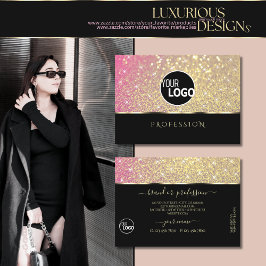 Luxuriöse Pink Lila Gold Glitzer Stars und Logos Visitenkarte