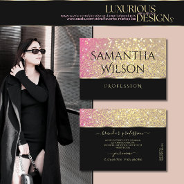 Luxuriöse Pink Lila und Gold Glitzer Stars Stilvol Visitenkarte