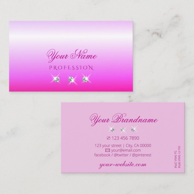 Luxuriöse Pink Ombre Sparkling Diamonds Stilvolle  Visitenkarte (Vorne/Hinten)