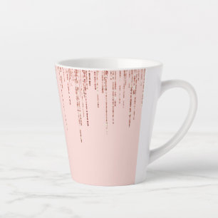 Luxuriöse Pink Rose Gold Funkelnd Glitzer Fringe Milchtasse
