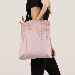 Luxuriöse Pink Rose Gold Funkelnd Glitzer Fringe Tasche
