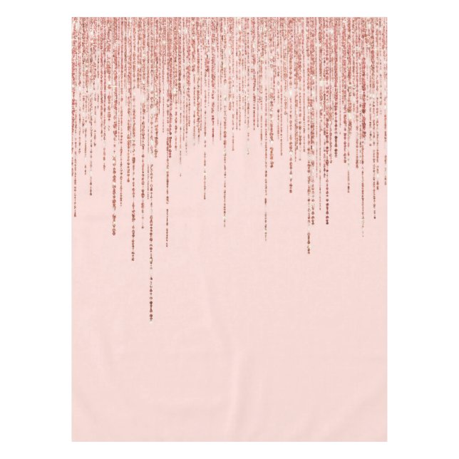 Luxuriöse Pink Rose Gold Funkelnd Glitzer Fringe Tischdecke (Vorderseite)