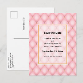 Luxuriöse Pink Tufted Diamond Muster Hochzeit Ankündigungspostkarte