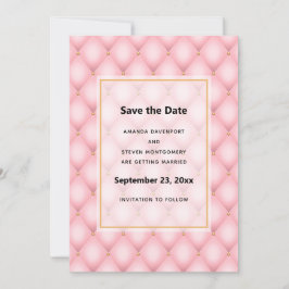 Luxuriöse Pink Tufted Diamond Muster Hochzeit Save The Date