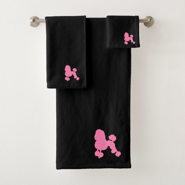 LUXURIÖSE PINKPODLE HUND AUF SCHWARZ BADHANDTUCH SET (Insitu)
