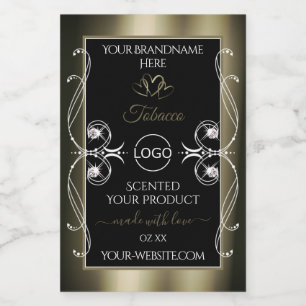 Luxuriöse Platinum Black Product Labels mit Logo Lebensmitteletikett