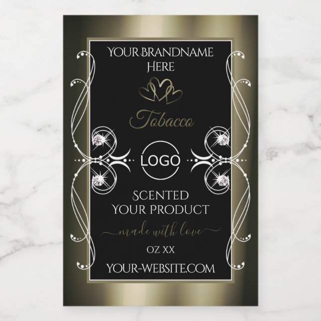 Luxuriöse Platinum Black Product Labels mit Logo Lebensmitteletikett (Einzelnes Label)