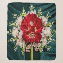 Luxuriöse Red Amaryllis Floral Sherpadecke