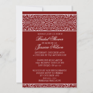 Luxuriöse Red Lace Elegantes Brautparty laden Einladung