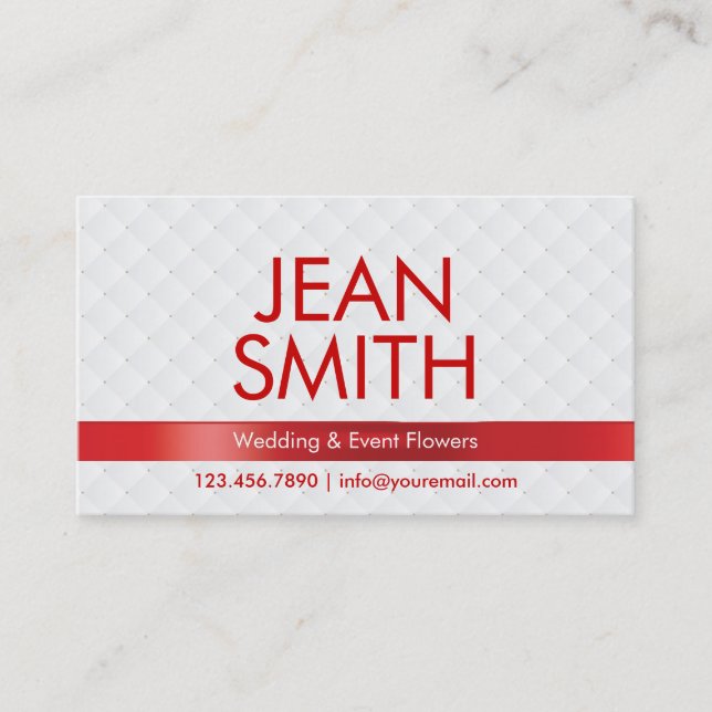 Luxuriöse Red Ribbon Florist Business Card Visitenkarte (Vorderseite)