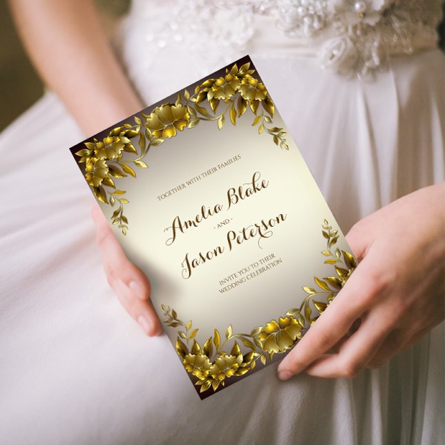 Luxuriöse Regal Gold Rahmen auf gebrochenem Weiß H Einladung (Von Creator hochgeladen)