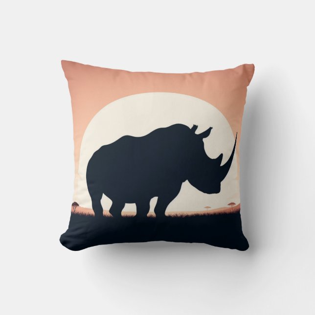 Luxuriöse Rhinoceros Pillow for Wildlife Lovers Kissen (Vorderseite)