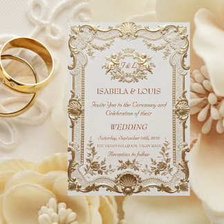 Luxuriöse Rokoko-Elegante französische Hochzeit mi Einladung