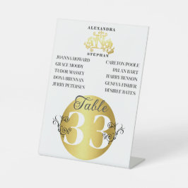 Luxuriöse Romantik Blüh Wedding Gold Tischnummer Sockelschild