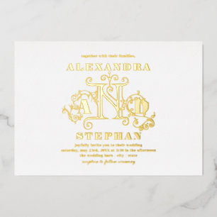 Luxuriöse romantische Blüh Calligraphy Wedding Gol Folieneinladung