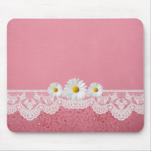 Luxuriöse Romantische Pink Lace Mousepad