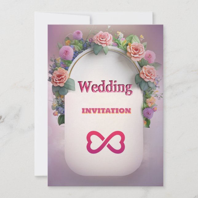 Luxuriöse rosa Blumenzitat Einladung (Vorderseite)