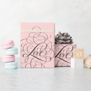 Luxuriöse rosa Geblüht LIEBE Moderne Kalligraphie Geschenkpapier